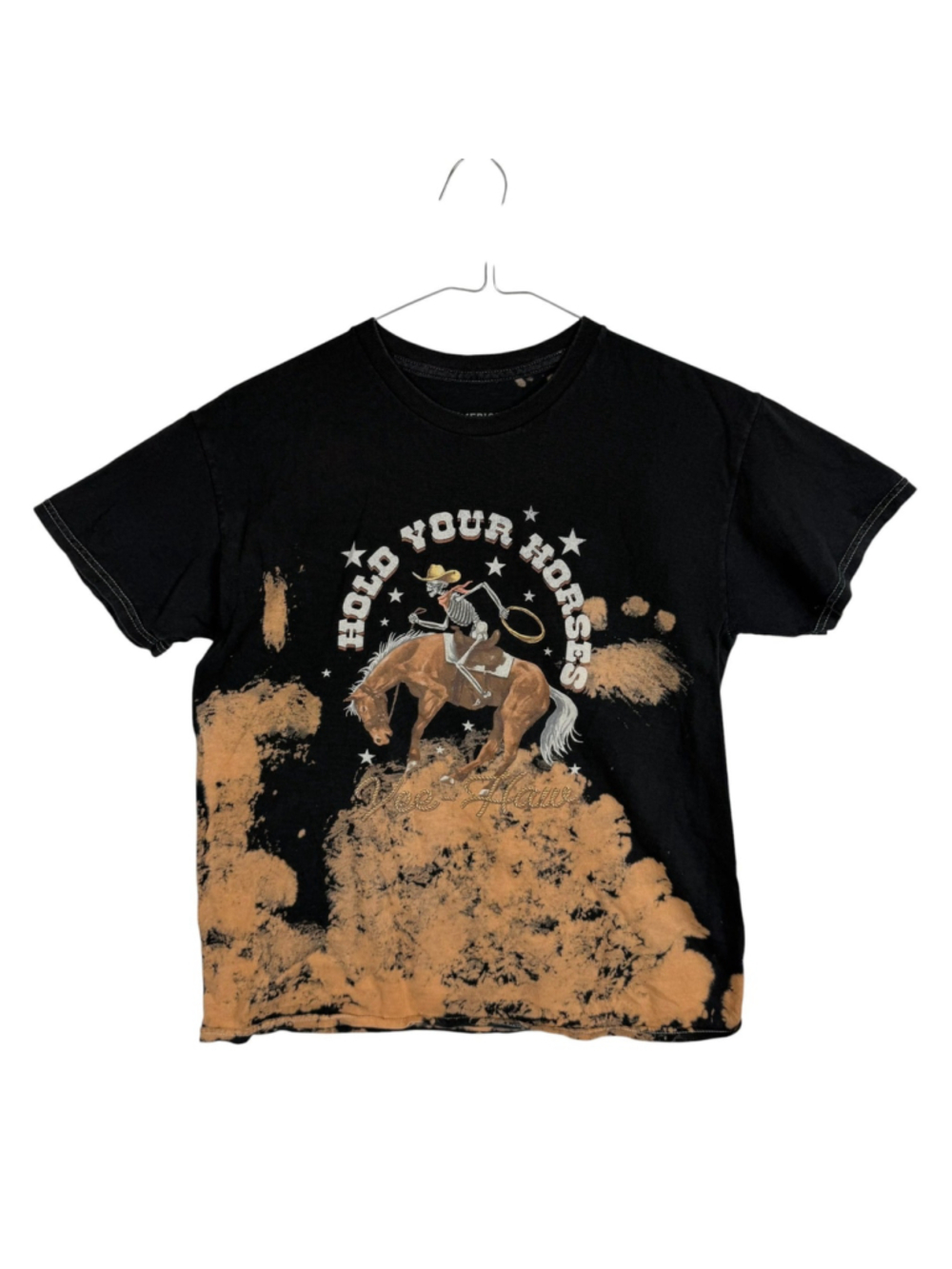 American Highway Buckle Hold Your Horses Graphic Tee Black Cowgirl Girls Large